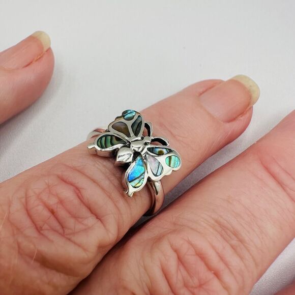 Abalone Butterfly Sterling Silver Ring - Picture 5 of 10